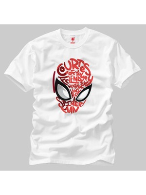 Crazy Spiderman Courtesy Quote Typographic Head Erkek Tişört