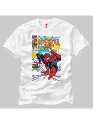 Crazy Marvel Age 90 Spiderman Comic Cover Erkek Tişört