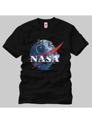 Crazy Star Wars Nasa Death Star Logo Erkek Tişört