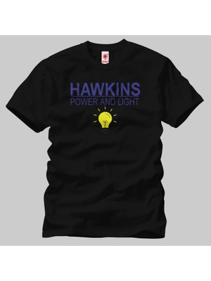 Crazy Stranger Things Hawkins Power And Light Erkek Tişört