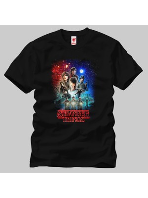 Crazy Stranger Things Characters Poster Erkek Tişört