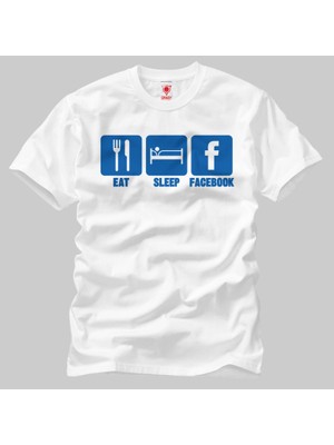 Crazy Eat Sleep Facebook Erkek Tişört