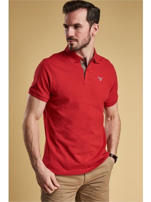 Barbour Tartan Pique Polo Shirt RE51 Red