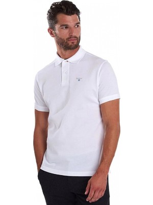 Barbour Tartan Pique Polo Shirt WH11 White-Dress