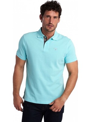 Barbour Tartan Pique Polo Shirt AQ12 Aqua Marine