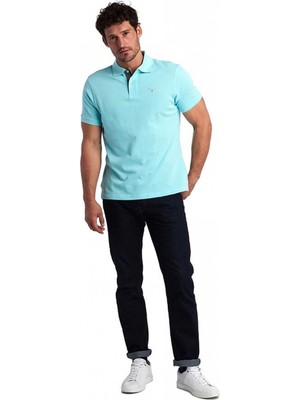 Barbour Tartan Pique Polo Shirt AQ12 Aqua Marine