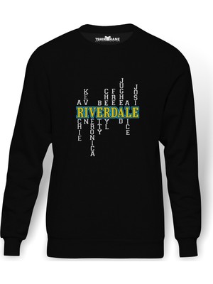 Tshirthane Riverdale Riverdale & Character Names Baskılı Siyah Erkek Örme Sweatshirt Uzun kol