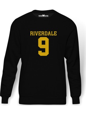 Tshirthane Riverdale 9 Baskılı Siyah Erkek Örme Sweatshirt Uzun kol