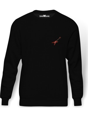Tshirthane Elektro Gitar Elektrik Gitar Fender Stratocaster Modern Kırmızı Baskılı Siyah Erkek Örme Sweatshirt