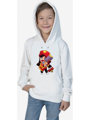 Phi Ajans Brawl Stars Beyaz Çocuk Yetişkin Sweatshirt Kırmızı Ejderha Jessie Ab 11