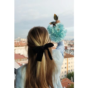 162 Kadife Fiyonklu Fular Saç Lastiği Toka