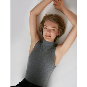 Kadın Balikçi Yaka Kolsuz Basic Kazak