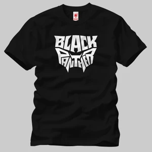 Black Panther Panther Head Typography Erkek Tişört