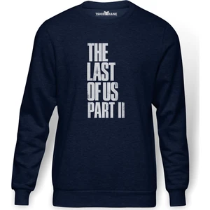 The Last Of Us Part 2 Baskılı İndigo Mavi Lacivert Erkek Örme Sweatshirt Uzun kol