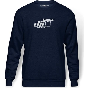 Dji Phantom Pilot Drone Vinyl Decal Baskılı İndigo Mavi Lacivert Erkek Örme Sweatshirt Uzun kol