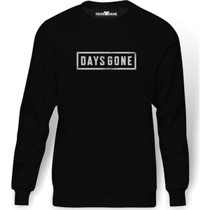 Days Gone Logo Baskılı Siyah Erkek Örme Sweatshirt Uzun kol
