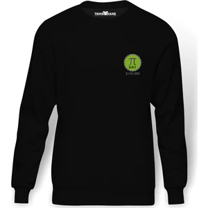 Pi Green Logo Baskılı Siyah Erkek Örme Sweatshirt Uzun kol