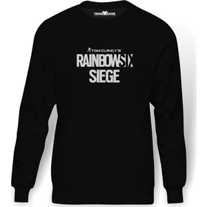 Rainbowsix Baskılı Siyah Erkek Örme Sweatshirt Uzun kol