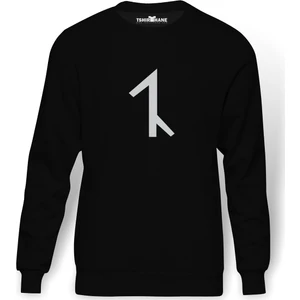 Türk Boyları Avşar Baskılı Siyah Erkek Örme Sweatshirt Uzun kol