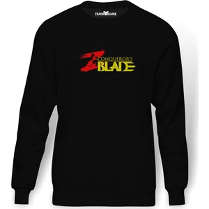 CONQUEROR' BALDE Baskılı Siyah Erkek Örme Sweatshirt Uzun kol