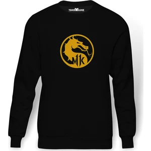 Mortal Kombat Baskılı Siyah Erkek Örme Sweatshirt Uzun kol