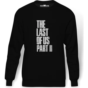 The Last Of Us Part 2 Baskılı Siyah Erkek Örme Sweatshirt Uzun kol