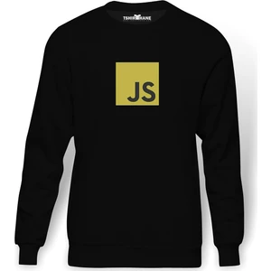 Js Baskılı Siyah Erkek Örme Sweatshirt Uzun kol
