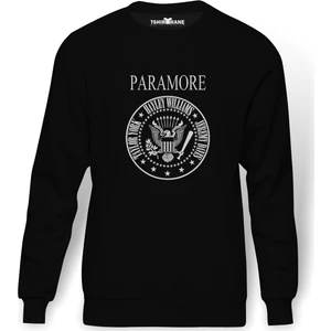 Paramore Baskılı Siyah Erkek Örme Sweatshirt Uzun kol