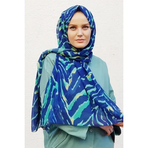 Stella Zebra Desen Şal Mavi Mint 70X180CM