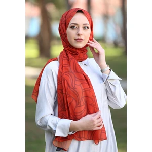 Stella Yaprak Desen Baskılı Kiremit Rengi Şal 70X180CM