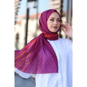 Stella Yaprak Desen Baskılı Fuşya Rengi Şal 70X180CM