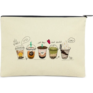 Çınar Bez Çanta Coffee Cup Baskılı Clutch Bez Çanta |  (25X17)