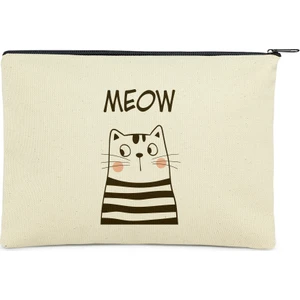 Çınar Bez Çanta Meow Baskılı Clutch Bez Çanta |  (25X17)