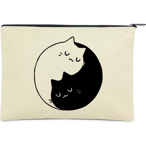 Çınar Bez Çanta Ying Yang Cat Baskılı Clutch Bez Çanta |  (25X17)