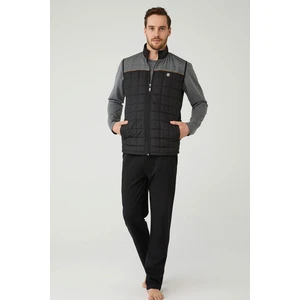 Mod Collection Erkek Antrasit Melanj Yelekli Pijama Takım