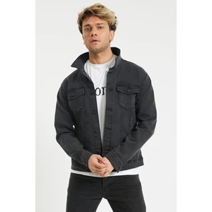 Serseri Jeans Slim Fit Likralı Erkek Füme Renk Kot Ceket