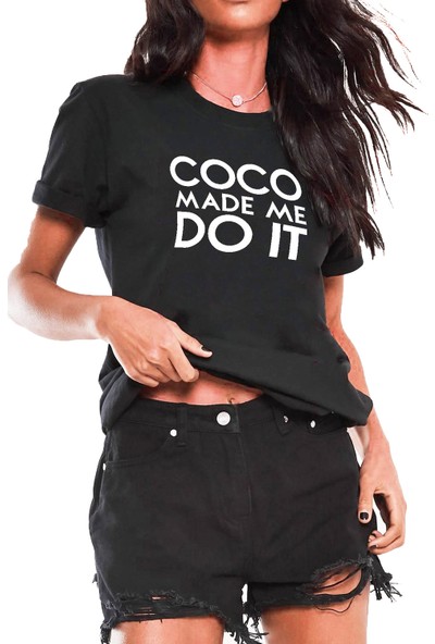 Mack Kadın Coco Made Me Do It Siyah Boyfriend T-Shirt