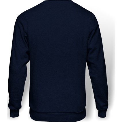 OK BUT FIRST COFFEE Baskılı İndigo Mavi Lacivert Erkek Örme Sweatshirt Uzun kol fiyatları