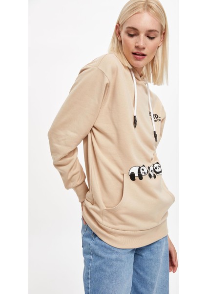 Eğlence Temalı Regular Fit Kapüşonlu Kanguru Cepli Uzun Kollu Sweatshirt S1160AZ20AU