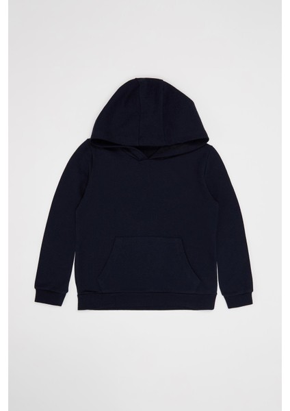 Erkek Çocuk Kapüşonlu Kanguru Cepli İçi Yumuşak Tüylü Sweatshirt S9424A620WN