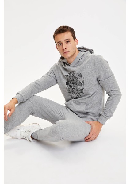Kapüşonlu Slim Fit Kuru Kafa Baskılı Sweatshirt S7007AZ20AU indirimleri