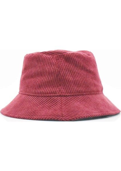 Kadife Bucket Şapka-Bordo