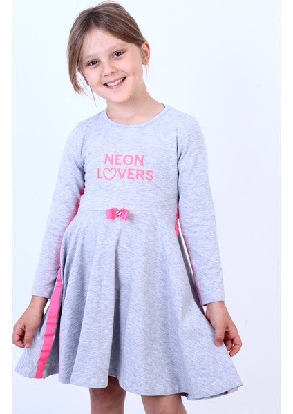 Kız Çocuk Neon Lover Nakışlı Elbise