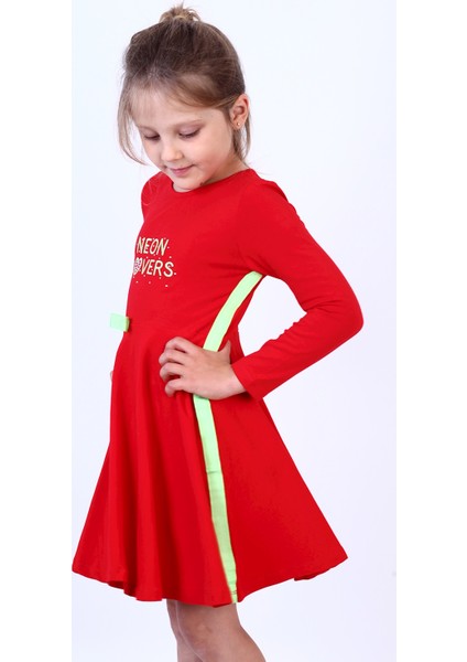 Kız Çocuk Neon Lover Nakışlı Elbise