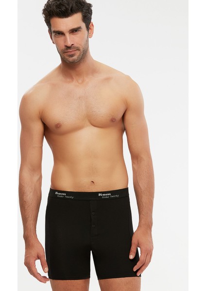 Erkek Penye Likra Compact Long Boxer Düğmeli 6 Lı
