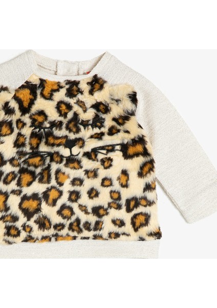 Kids Kız Çocuk Leopar Desenli Sweatshirt