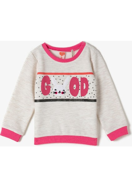 Kız Çocuk Bisiklet Yaka Baskılı Sweatshirt
