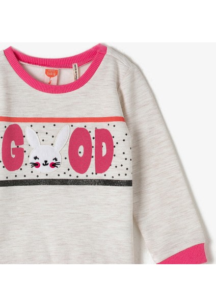Kız Çocuk Bisiklet Yaka Baskılı Sweatshirt modelleri