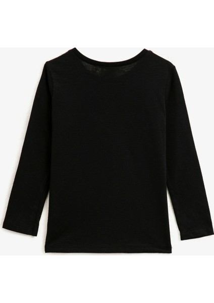 Kız Çocuk Pamuklu Yazili Baskılı Bisiklet Yaka Uzun Kollu T-Shirt fiyatları