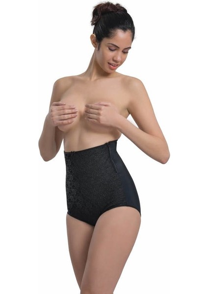 2842 Lazer Kesim Dantelli Yüksek Bel Slip Korse Beyaz
